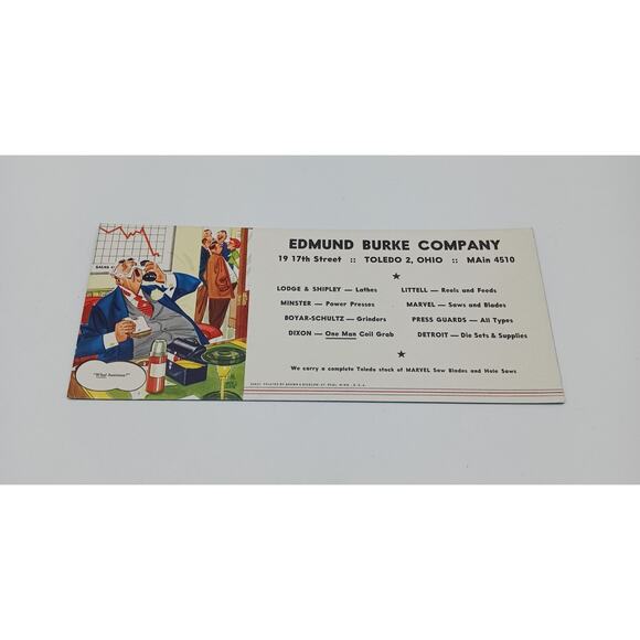 Vtg Edmund Burke Company Boss On Phone Toledo Ohio Ink Blotter Advertisement - Picture 1 of 4